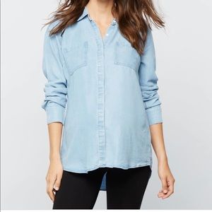 Motherhood maternity blue Jean button down